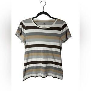 St. John’s Bay Women’s Striped Short Sleeve T-Shirt 100% Cotton Size Small